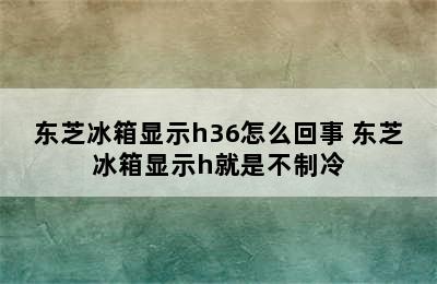 东芝冰箱显示h36怎么回事 东芝冰箱显示h就是不制冷